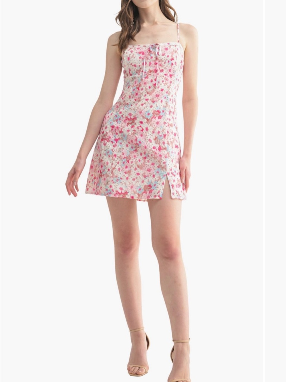 All in Favor Pink Floral Mini Dress